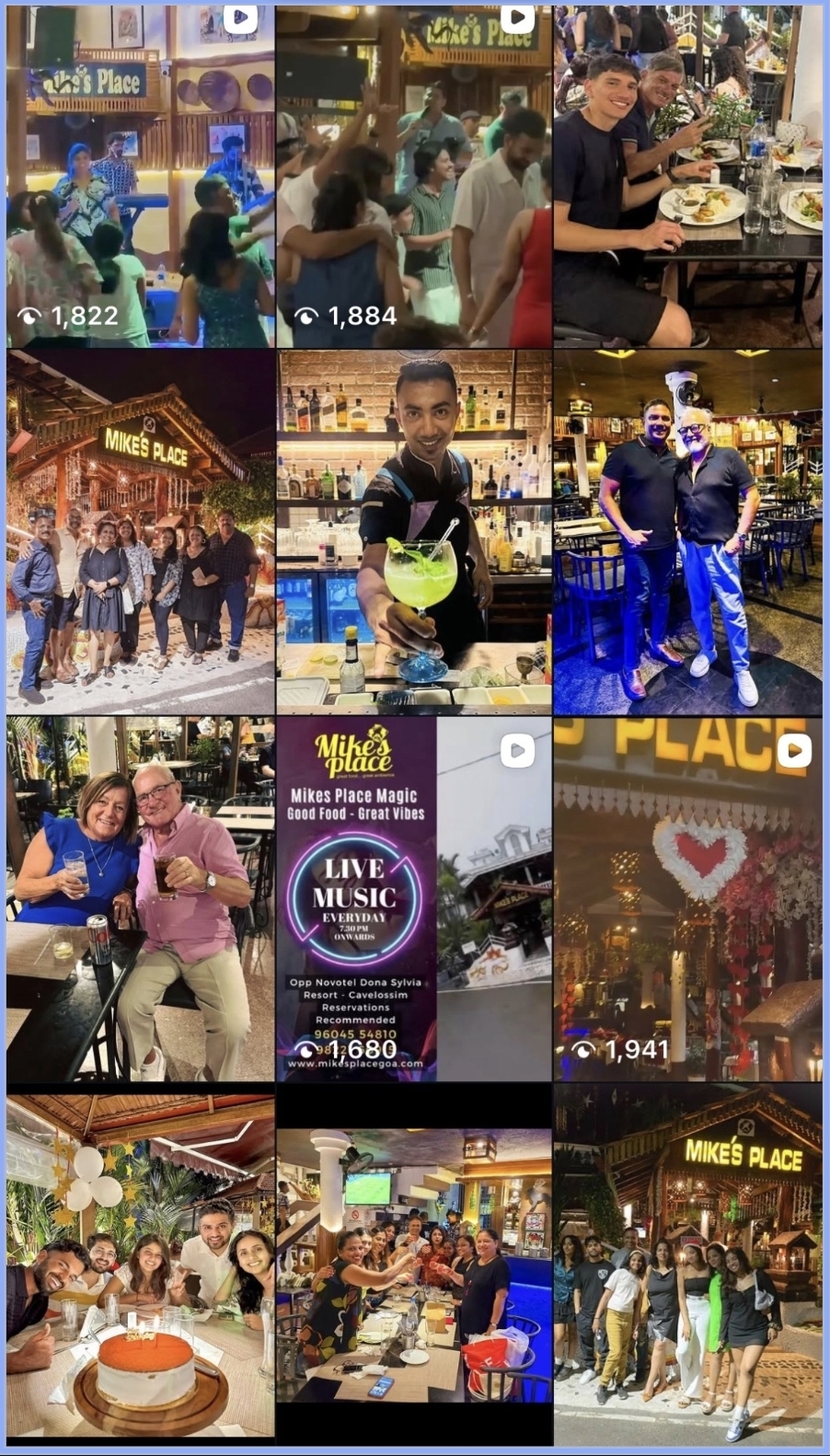 Mike's Place Instagram feed before Flashlab